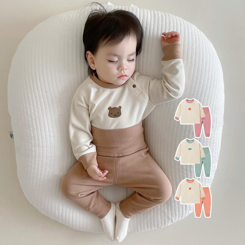 Baby de Velvet thermal underwear suit newborn high waist belly protection pajamas baby boneless autumn clothes long pants leggings