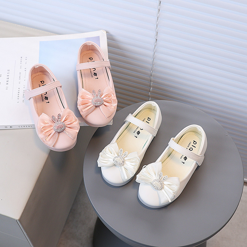 Girls' Leather Shoes, Spring and Autumn Children's Versatile Dance Shoes, Little Girls' Single Shoes, Non-Slip Soft Sole Baby Princess Shoes