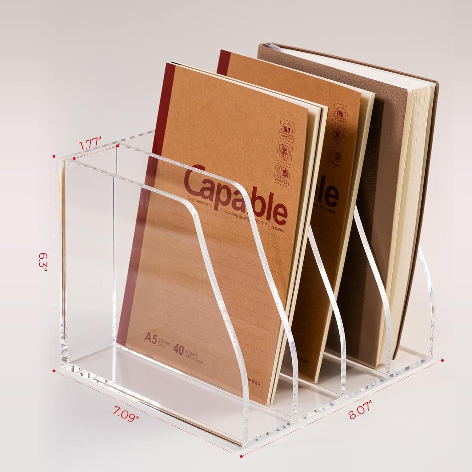 Acrylic table bookshelf, magazine, storage system for documents, storage box, (Cross-border trading), classification