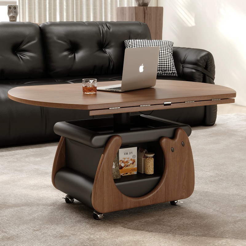 Mesa de centro nórdica multifuncional ajustable, modelo 2026, para apartamentos pequeños, mesa de comedor minimalista, mesa de centro plegable extensible de doble uso.