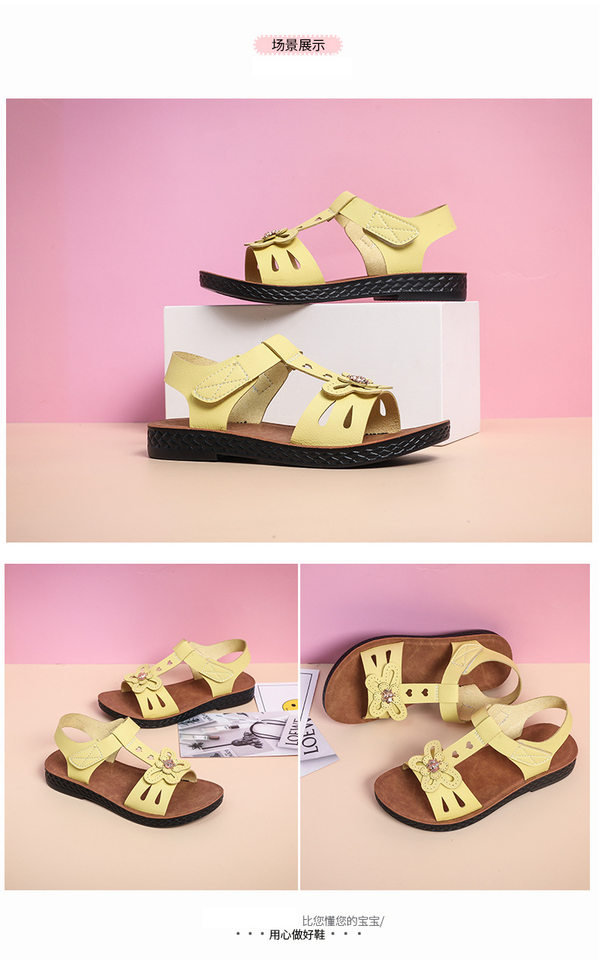 Dép sandal trẻ em đế mềm chống trơn trượt, thoáng khí đi biển và dạo phố — Màu cam, Màu vàng chi tiết 10