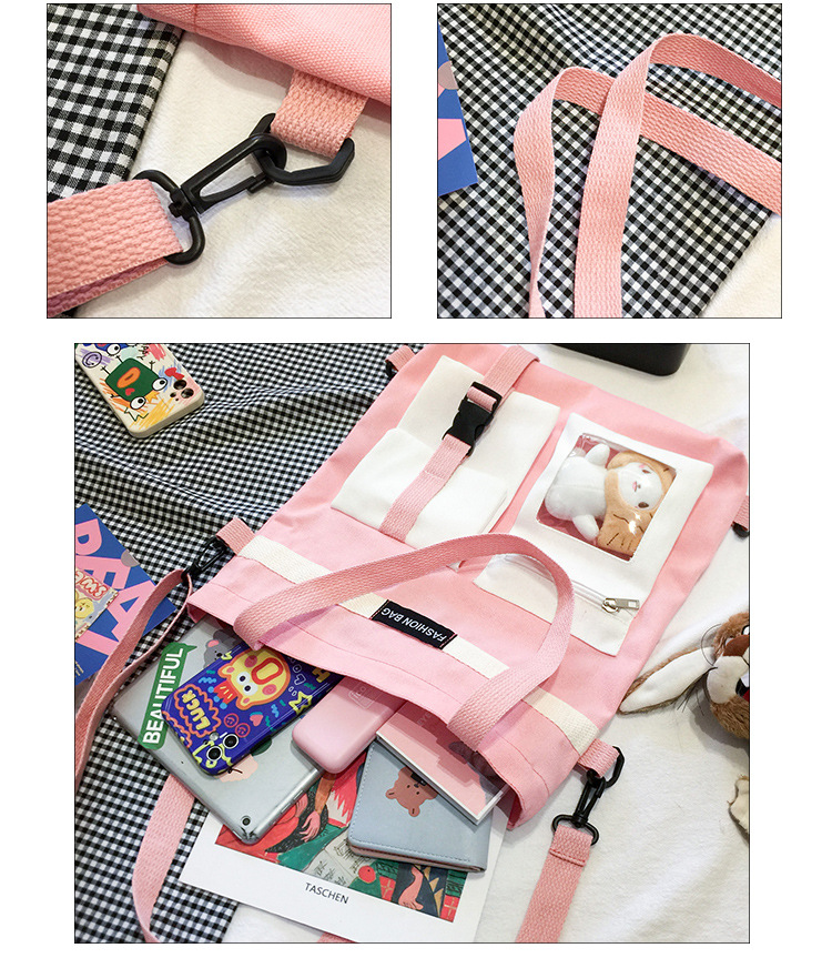 Factory wholesale 2021 new Korean-style canvas handbags, large-capacity multi-functional student cloth bags, four-use bags undefined