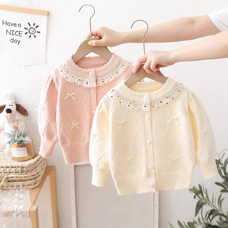 婴幼儿童秋装女童毛衣小女孩针织衫圆领2024新款女宝宝洋气开衫