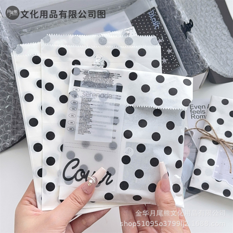 インスタイル黒水玉紙袋ギフトカードクリエイティブ包装 diy 収納袋大容量手頃な価格のギフトバッグ|undefined
