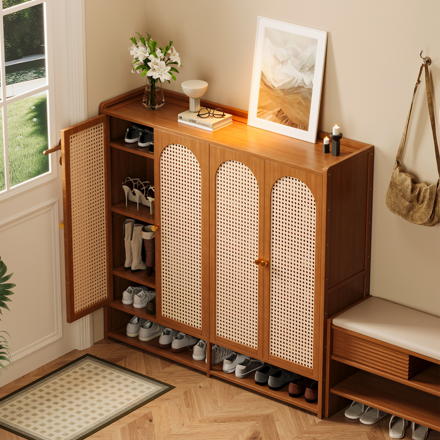 High-End Vertical Shoe Cabinet with a Luxurious Feel for Home Use, Integrated Entryway Storage, Large Capacity Shoe Rack