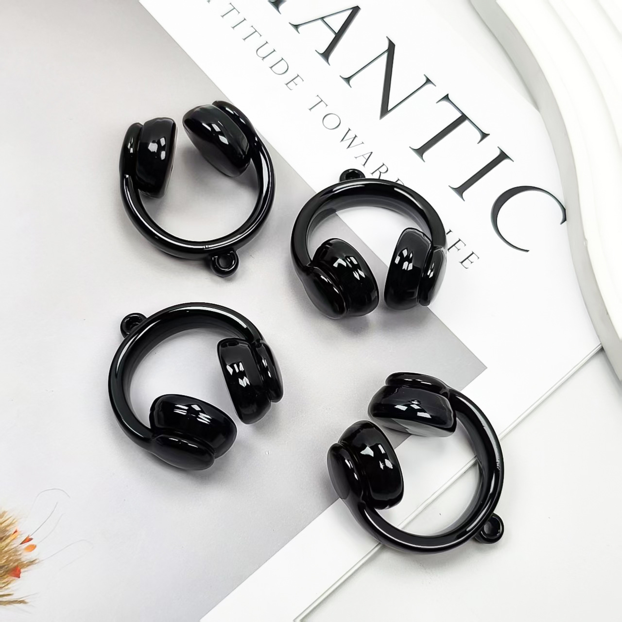 アクリルペイント 2 色グラデーションヘッドフォンビーズぶら下げ穴ビーズ diy 携帯電話チェーンペンダントネックレス素材ジュエリーアクセサリー