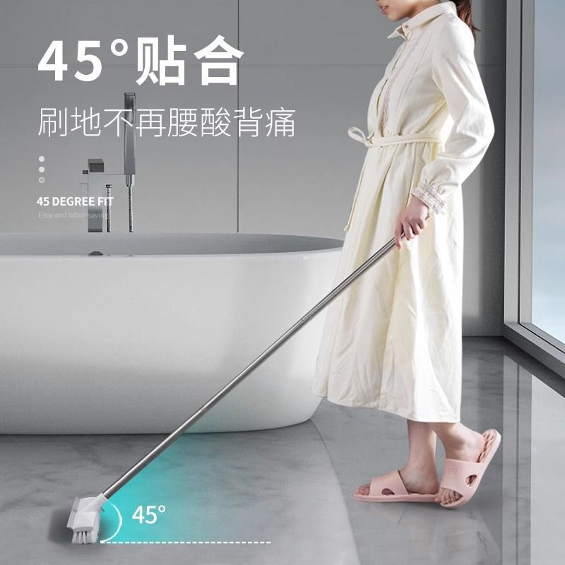フロアブラシとワイパーの両用ロングハンドルフロアブラシ浴室浴室トイレブラシ硬い毛タイルクリーニングブラシ床の継ぎ目|undefined