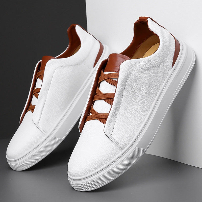 Giày sneaker nam cổ thấp dáng thể thao thoải mái, chống thấm nước, chống trượt, dây thun tiện lợi — 8088 màu đen, 8806 màu trắng, 8806 đen nâu
