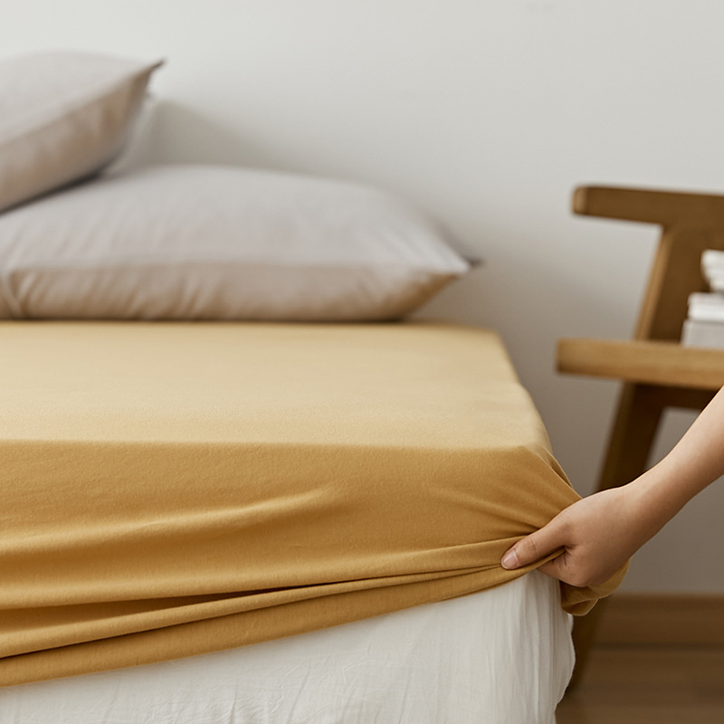 Japanese-style Tianzhu Cotton Bed Cover Single-piece Pure Cotton Bed Cover 100 Cotton Non-slip Mattress Dustproof Protective Cover Knitted Cotton Bed Cover