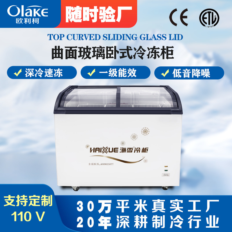 雪糕柜商用冰柜展示柜冷柜超市冷冻柜速冻柜大容量便利店曲面冷柜
