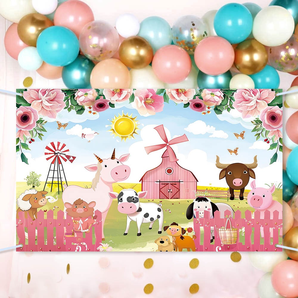 Temas de granja fiesta de cumpleaños decoración tela de fondo ambiente de cumpleaños diseño de tela de fondo decoración de pared banner