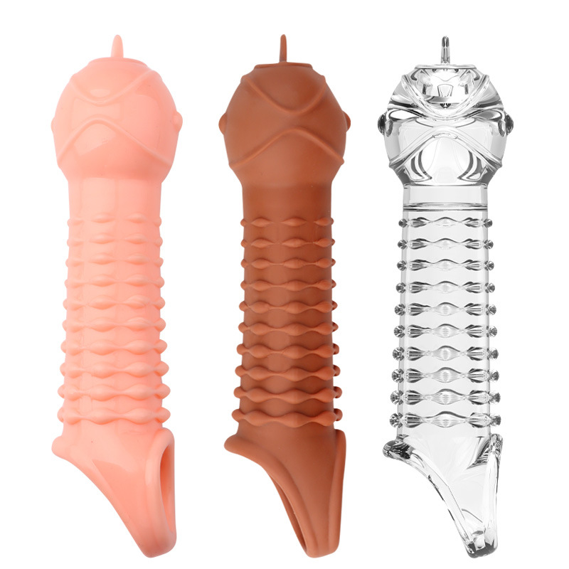 Textured Studded Condom Sleeve with Wolf-Tooth Particles, Delay Lock Design, TPE — detail image 7