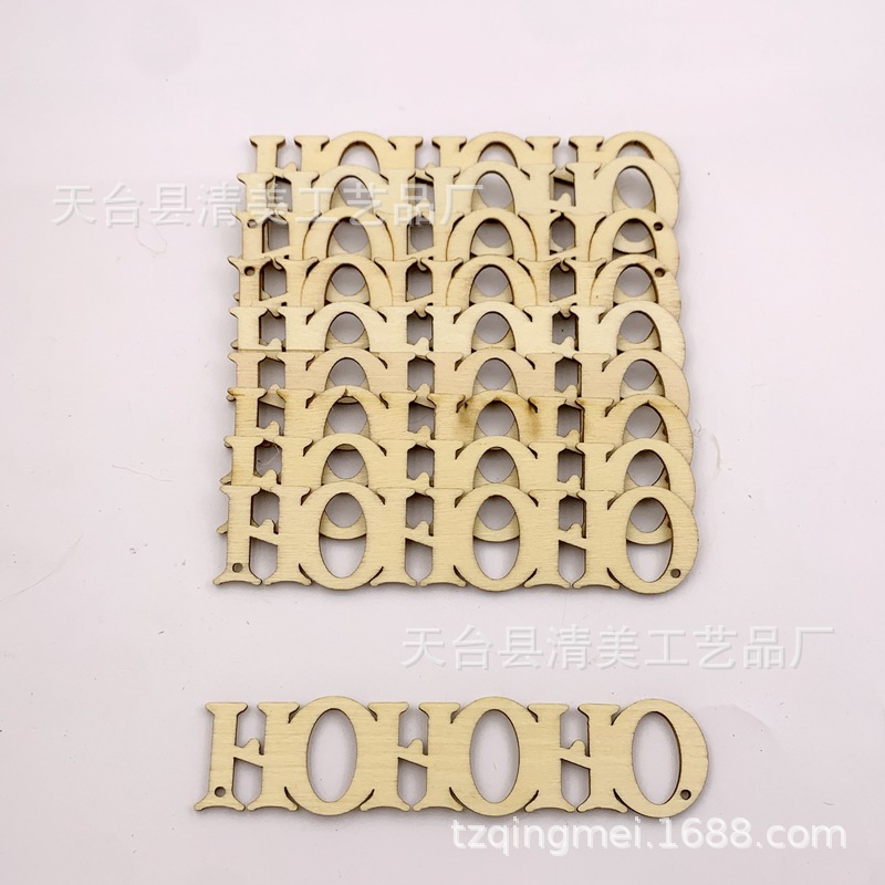 Spot decoración colgante madera HOHOHO letras inglesas accesorios de diseño de escena 10 paquete con cuerda de cáñamo