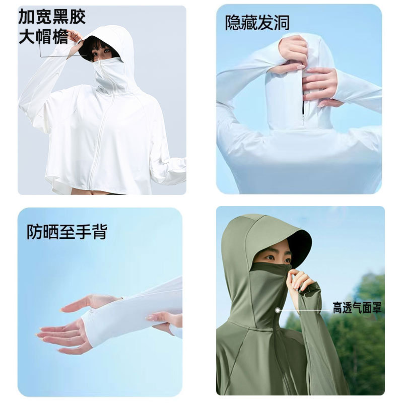 Sun protection clothing for women, new style black rubber brimmed shawl jacket, ice silk cool feeling, breathable, anti-UV, thin sun protection clothing