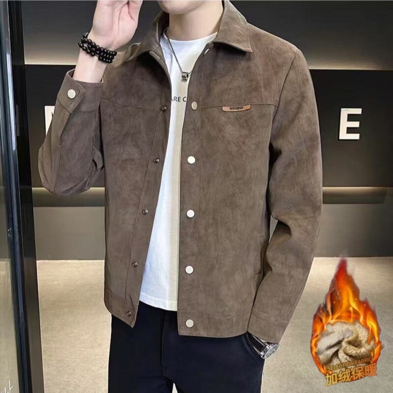 Trendy Light Luxury Clothing Pilot Jacket 2025 Autumn and Winter New Suede Coat Men's Lapel Casual Thickened Top