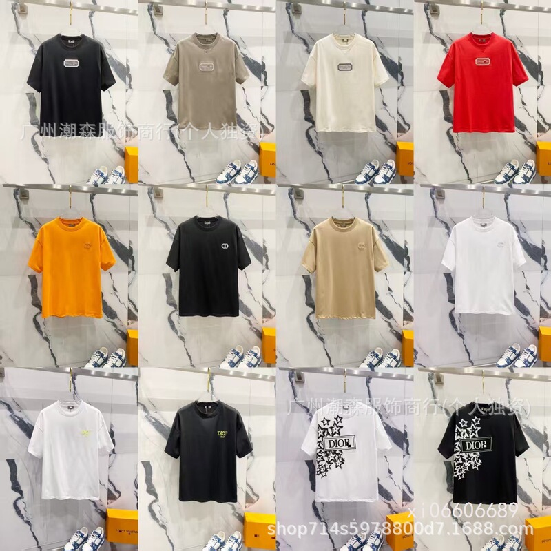 Correct Version of D Dijia 2024 Summer New Classic Logo Embroider Casual Loose Pullover Short T-Shirt Export Ready Stock