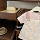 [Dessert cheese] Sweetheart bunny! Baby Girl Cute Pink T-Shirt Cartoon Strand Dress Western Style Sweet Set