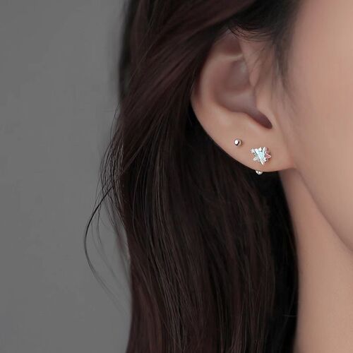 Glitter Star Earrings for Women, Light Luxury and Elegant, Five-Pointed Star Earrings, Korean Style, Sleep-Friendly, Screwless Screw Fastener, Autumn and Winter Edition