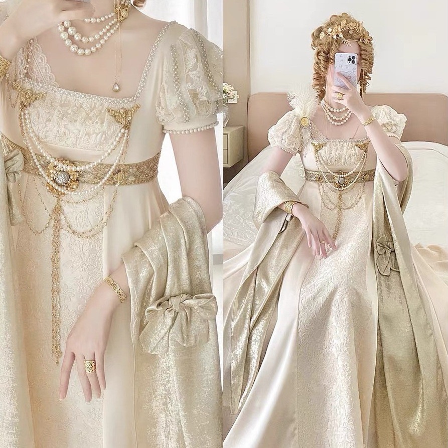 奥斯汀天使之翼复古宫廷风帝政裙Lolita洋装礼服长裙微胖裙子直销