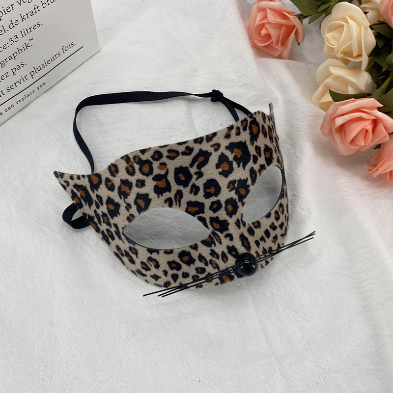 Amazon nueva máscara de Halloween rotty leopardo máscara de baile de máscaras mitad cara máscara de color sólido carnaval