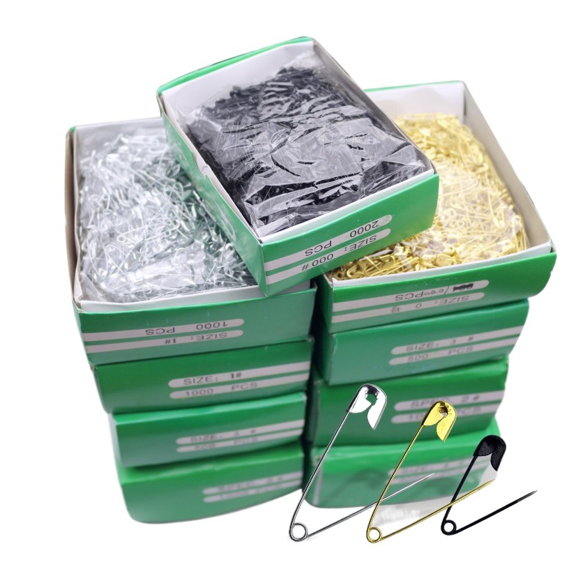 Venta directa de fábrica 18mm ~ Aguja de seguridad de 55mm plata oro negro ropa etiqueta seguro aguja de hebilla de metal