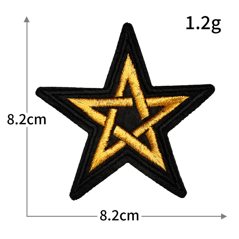 外国貿易クロスボーダー五芒星コンピュータ刺繍シール金銀糸刺繍布ステッカー服ジャケット装飾ステッカーバッジ|undefined