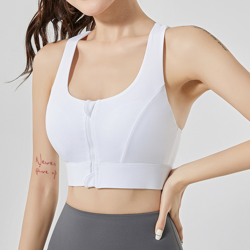 Zipper frontal antichoque ropa interior deportiva de alta resistencia integral verano secado rápido amortiguador de acondicionamiento físico bra yoga superior