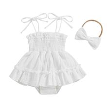 H 30711 Baby Girl Solid Color Romper Headband Set ��ɫ������