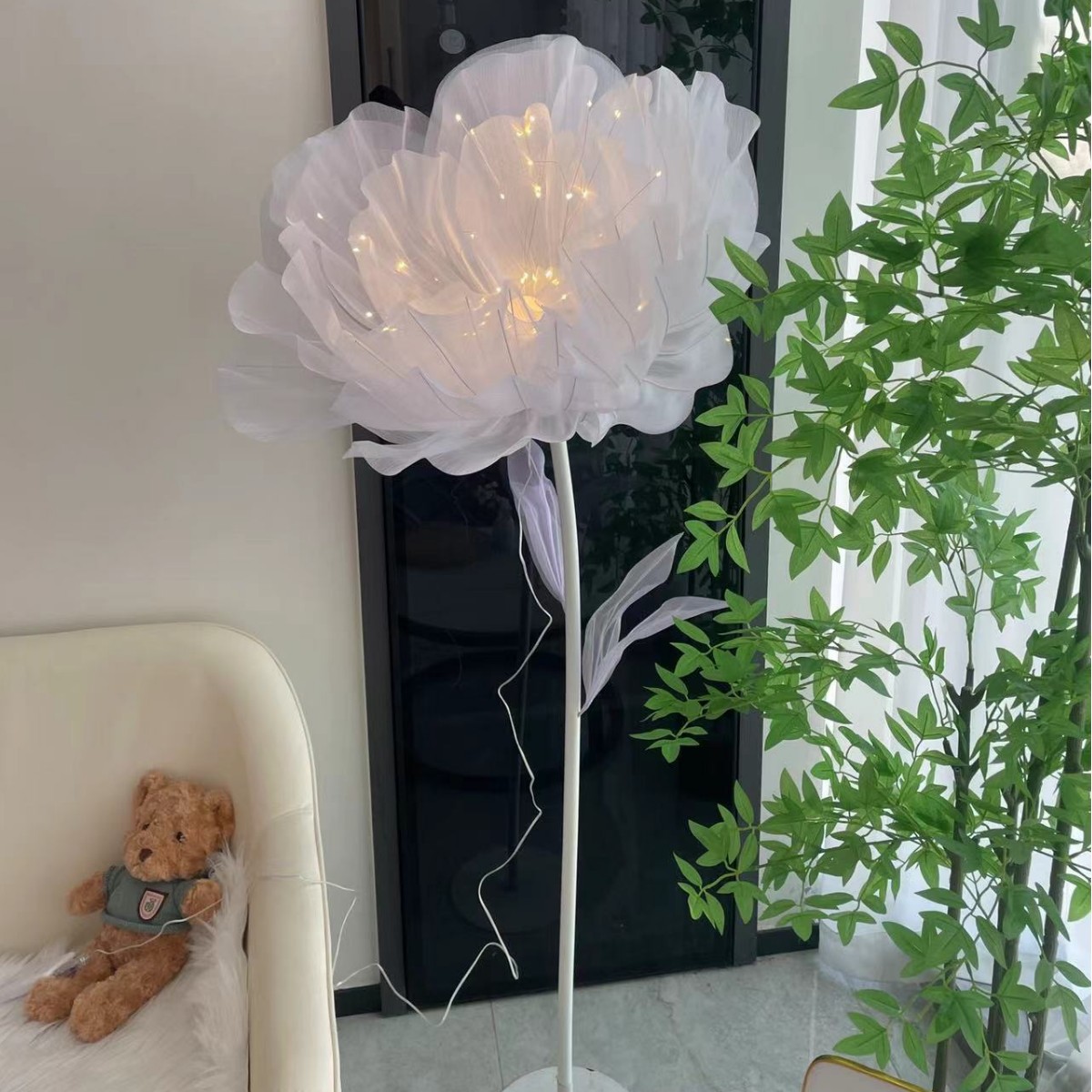 Lámpara Decorativa de Flor Artificial de Seda Hecho a Mano para Navidad y Fiestas