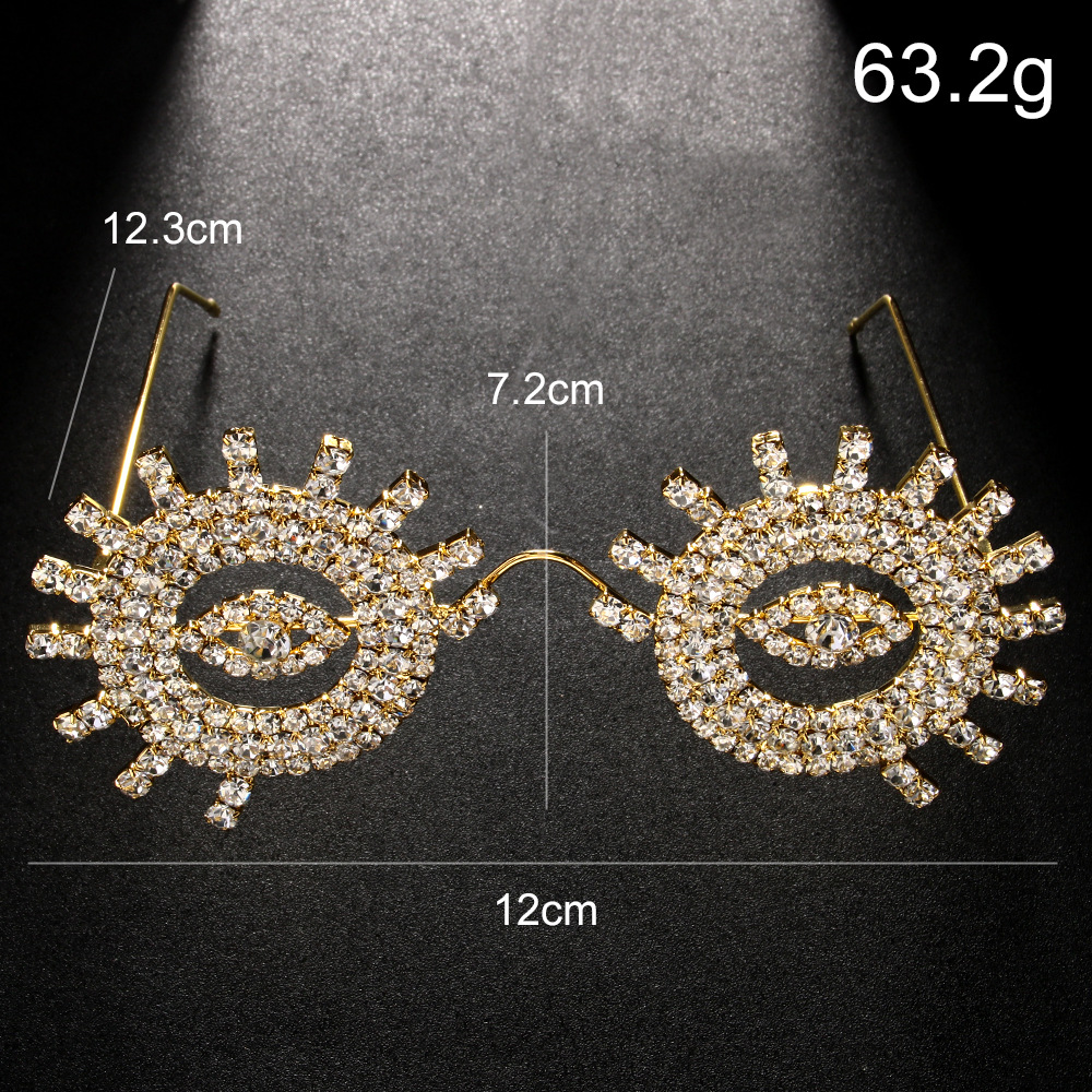 Nuevo marco de gafas redondas transfronterizas hip hop tendencia diamond joyas faciales accesorios de desfile marco de gafas