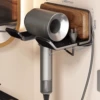 [Upgraded model] Thickened black walnut hair dryer holder [Rear winding model] - Nail-free model