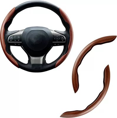 Clip-On Racing-Grade Carbon Fiber Butterfly: Steering wheel cover - carbon-fiber-pattern-champagne-color-2-pack-38cm