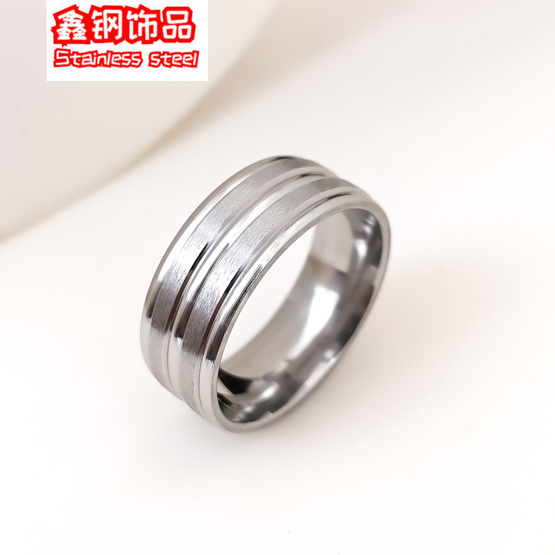 Hot selling men's stainless steel ring cross-border titanium steel Seiko car line stripe ring does not fade hand jewelry wholesale