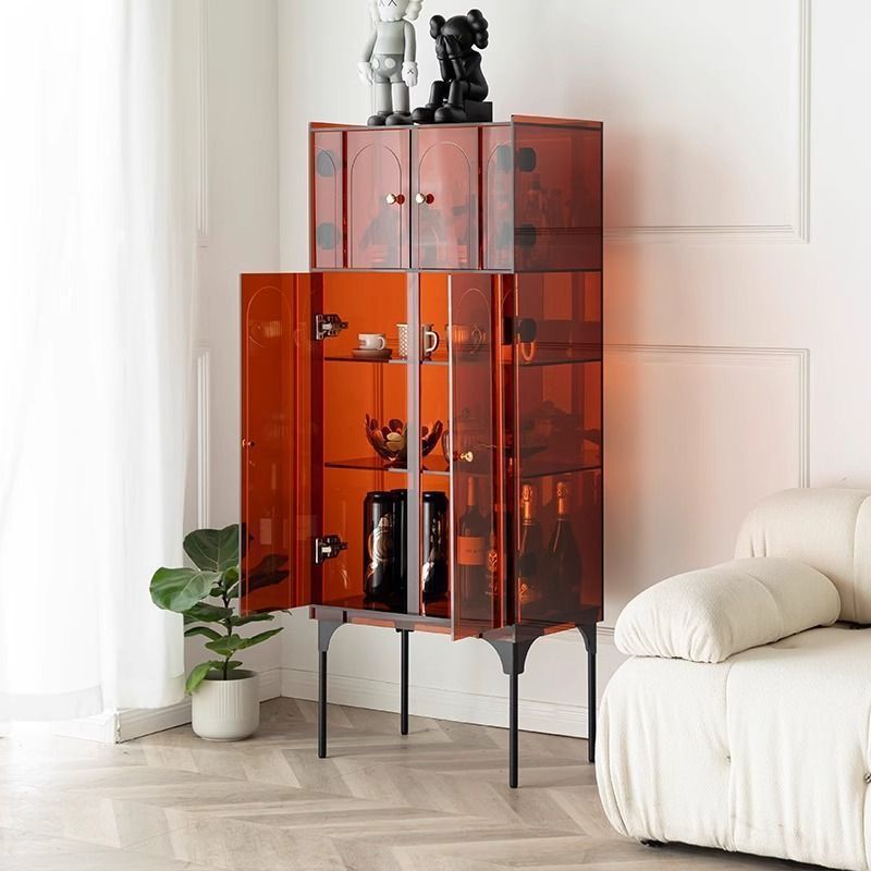 Light Luxury Acrylic Sideboard, French-Style Entryway Cabinet, Bedroom Living Room Sofa Storage Cabinet, Mid-Century Style Internet-Famous Wine Cabinet