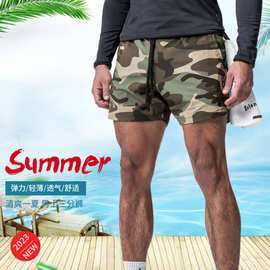 男装夏季新款短裤轻薄弹力尼龙休闲运动裤男式健身跑步运动三分裤
