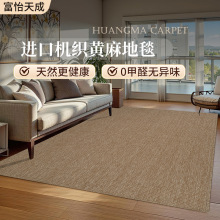 高端进口客厅地毯仿剑麻无胶黄麻高级感加厚家用地垫大面积全铺