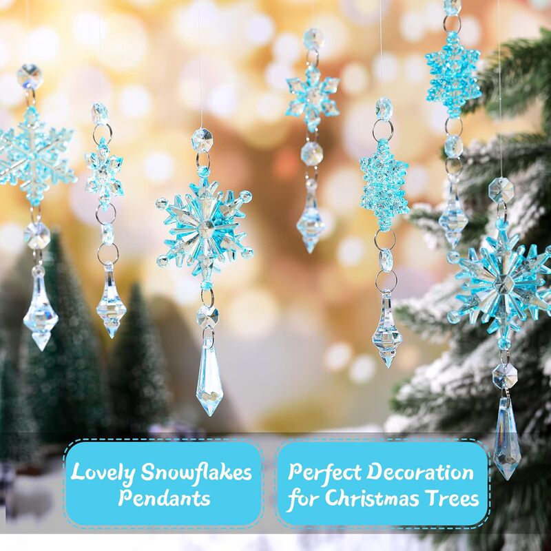 Transparent Acrylic Snowflake Hanging Decoration Set Christmas Celebration Decoration Pendant Ice and Snow Themed Scene Arrangement Hanging Ornament Transparent Acrylic Snowflake Hanging Decoration Set Christmas Celebration Decoration Pendant Ice and Snow Themed Scene Arrangement Hanging Ornament