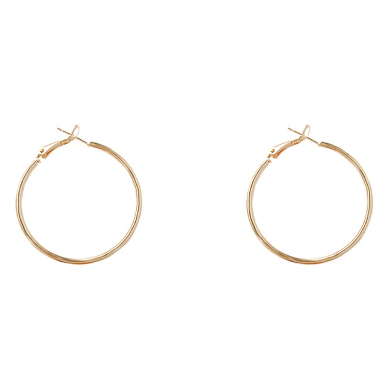 S925 silver needle European and American exaggerated simple earrings elegant all-match circle earrings women's high-grade plain ring earrings earrings