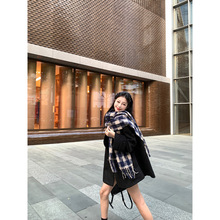 2025韩版冬季新款少女祈祷黑色毛呢外套归国千金贵气小众斗篷外套