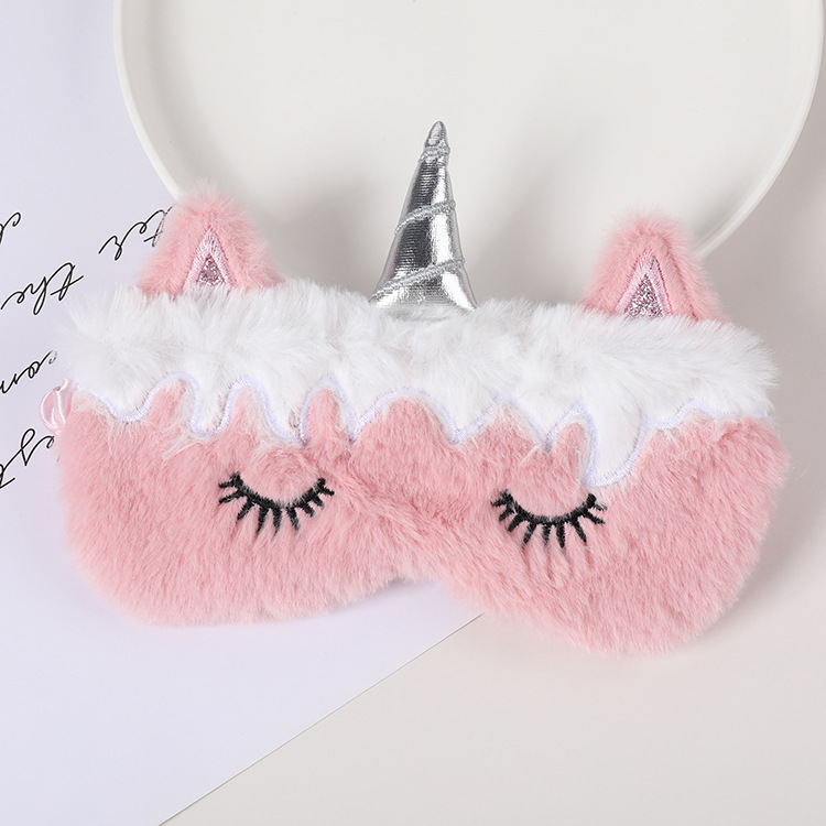 Fábrica al por mayor de felpa máscara de ojo de dibujos animados de santa claus alce sombreado máscara de ojo zorro animal bolsa de hielo transpirable