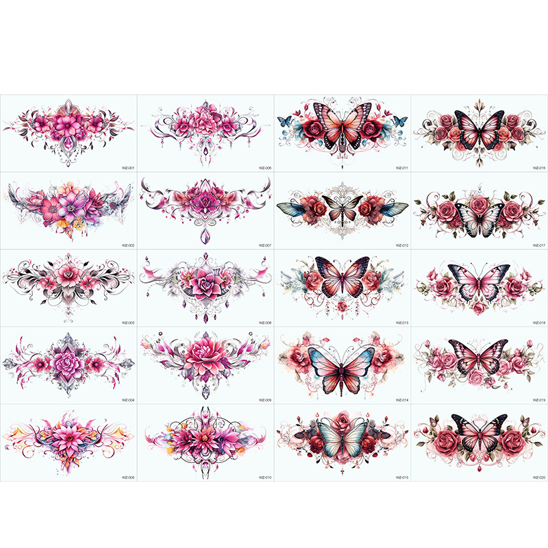 Tattoo stickers waterproof women's colorful black rose flower butterfly personality fresh tattoo cover scar stickers Tattoo stickers waterproof women's colorful black rose flower butterfly personality fresh tattoo cover scar stickers
