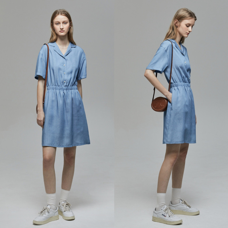 Clearance Sale 120: French Style Casual Du Ice Silk Cotton Shirt Denim Style Dress