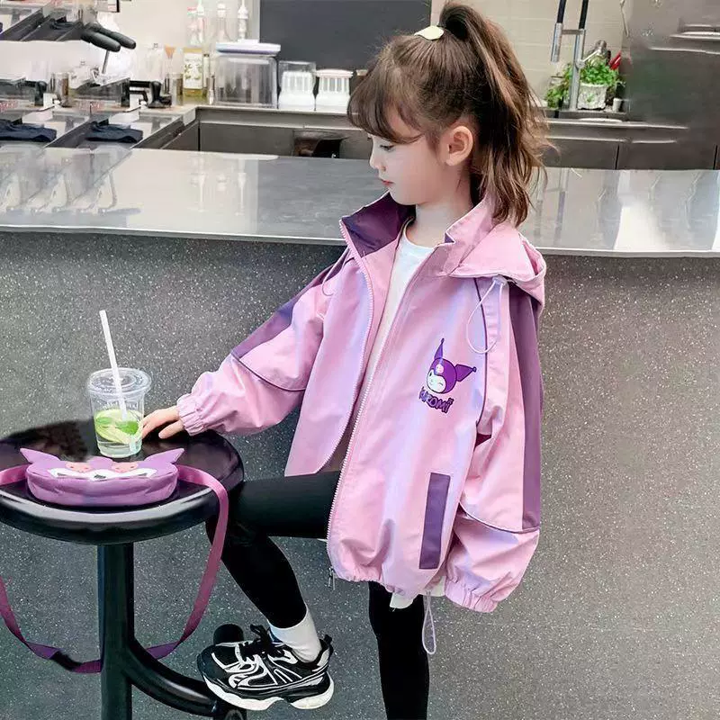 Детская куртка для девочек, осень 2025, новая стильная, для больших детей, весна-осень, модная ветровка Куроми, цветная куртка