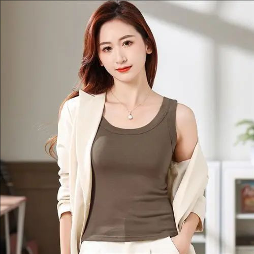 Summer Modal Versatile Camisole Ribbed Vest for Women, Anti-Exposure, Side Breast Coverage, Slim-Fit Base Top
