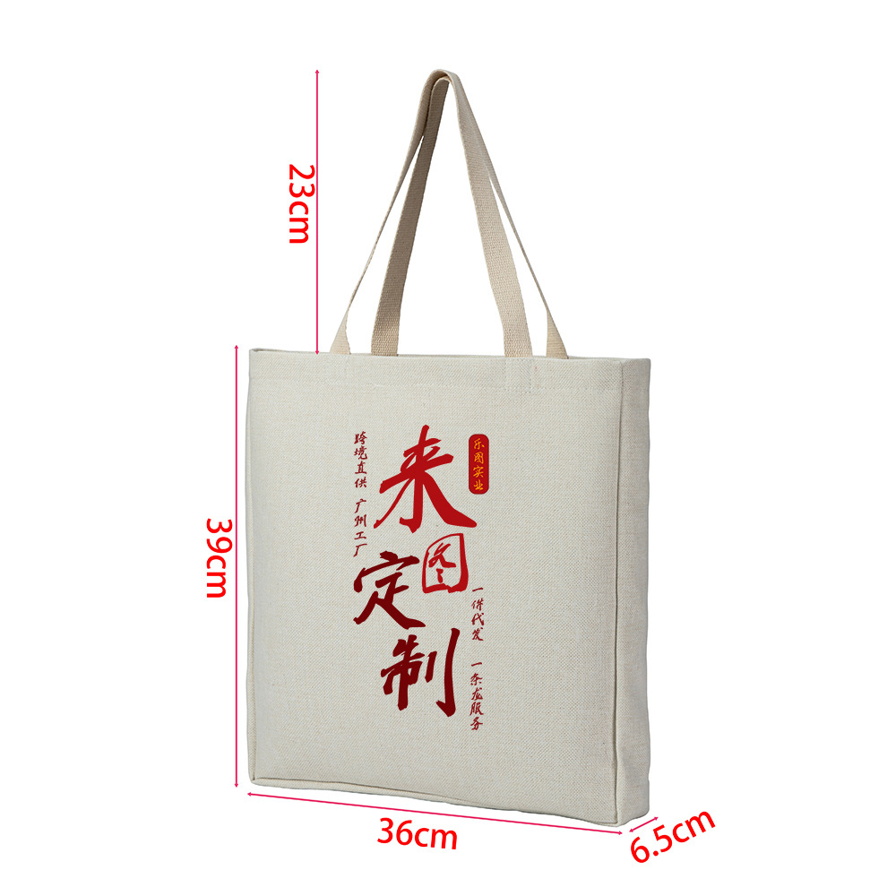 Bolsa de compras portátil personalizable para exteriores con imágenes, bolsa de mano para viajeros de gran capacidad de algodón y lino compuesto de 380 g.