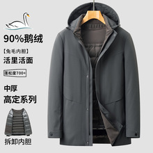 【鹅绒+兔毛内胆】轻奢高端商务休闲羽绒服中老年男士外套尼克服