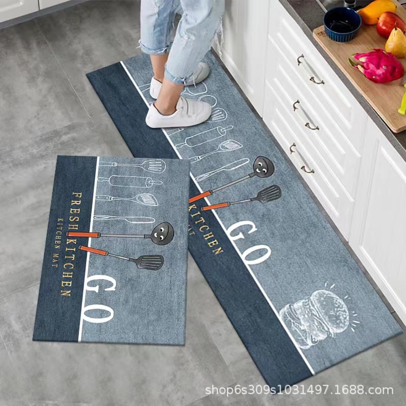 Alfombra de piso de cocina fábrica al por mayor puerta larga alfombra antideslizante alfombra de cocina alfombra de puerta de dibujos animados del hogar estera de la puerta
