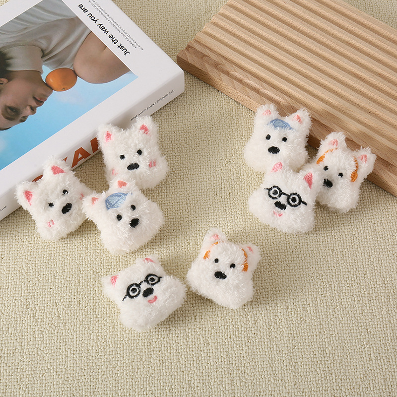Cartoon West Highland Dog Stuffed Doll Accessories Cute Internet Celebrity Puppy Doll Brooch Mobile Phone Case Hair Accessories
