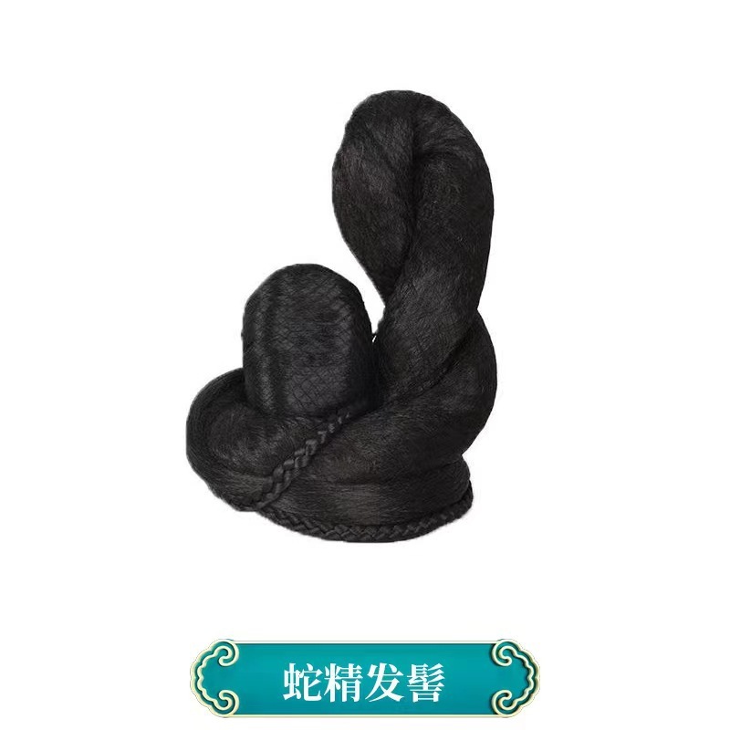 子供のかつらの時代劇の漢服の髪の一体式のカチューシャのかつらの古風な造形の演出の髪の包みの飾りの百合|undefined