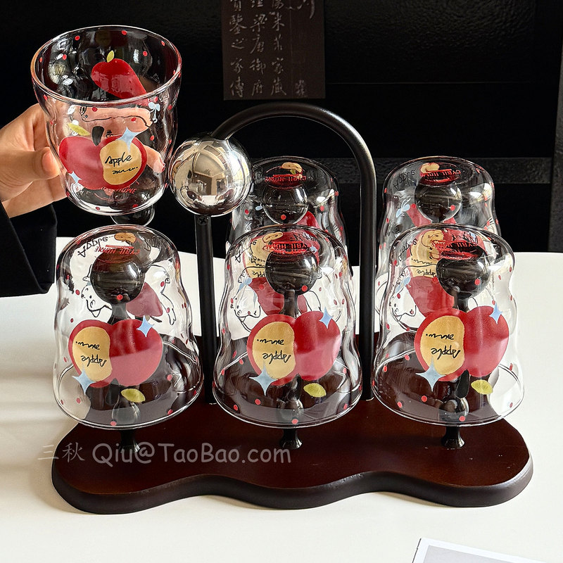 Sanq Spring and Summer Fruit-Themed Dog-Themed Heat-Resistant Household Living Room Guest Water Cup Set, Tea Cup, Juice Cup, Milk Cup